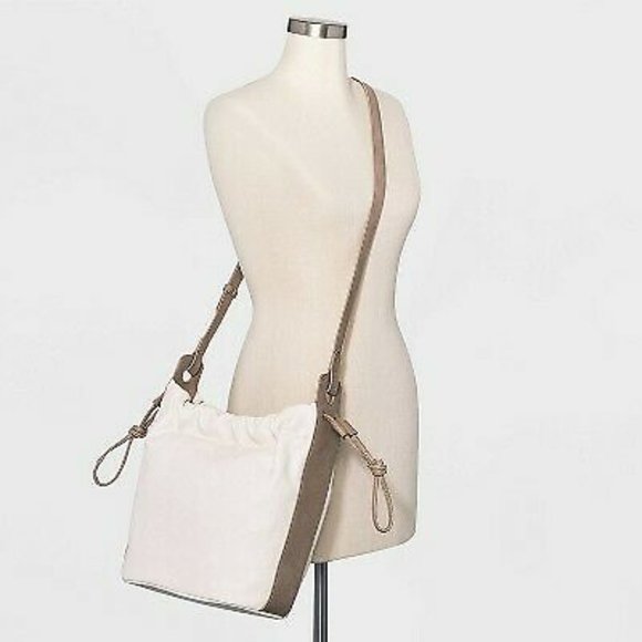 Drawstring Closure Crossbody Bag - Bone - Picture 9 of 12